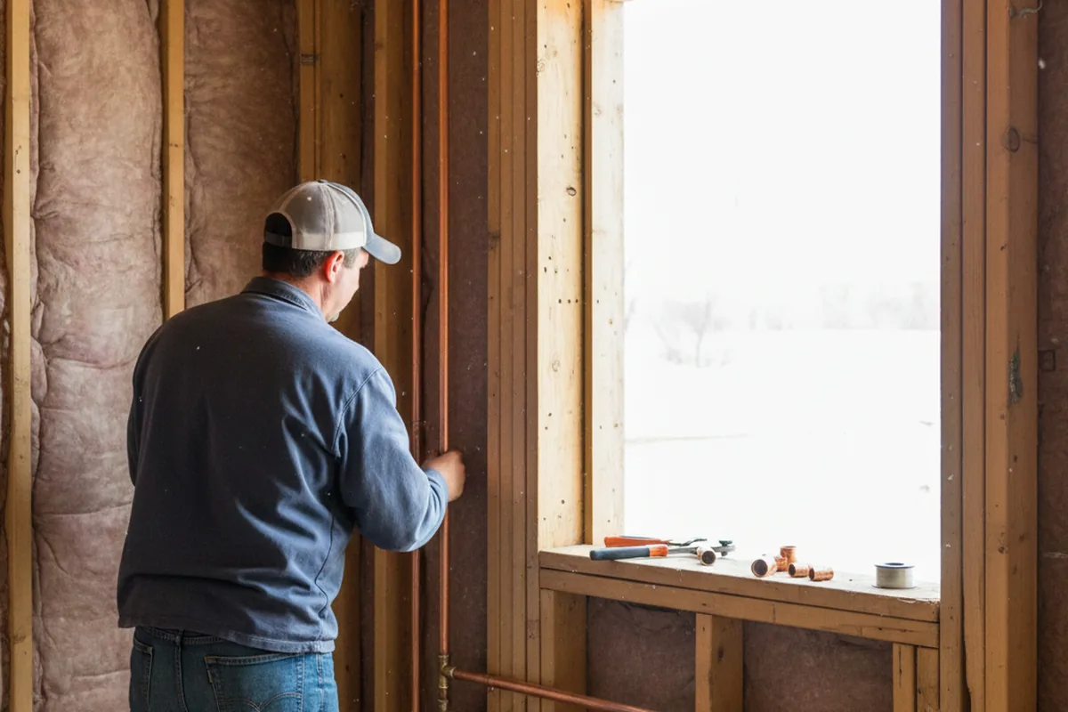 Licensed plumber running new copper supply lines in a Gainesville home