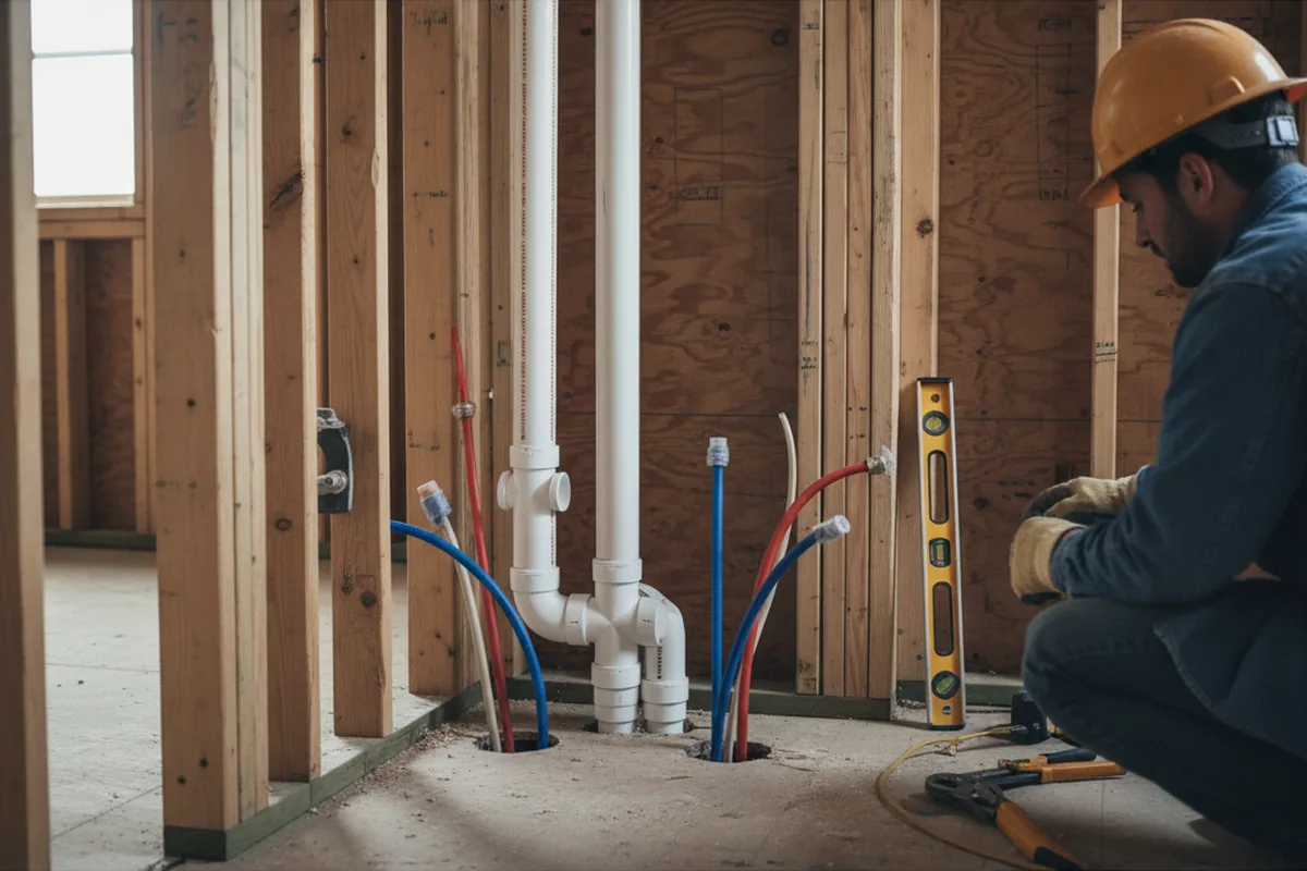 Drain and supply rough-in during Toilet Repair and Installation in Gainesville