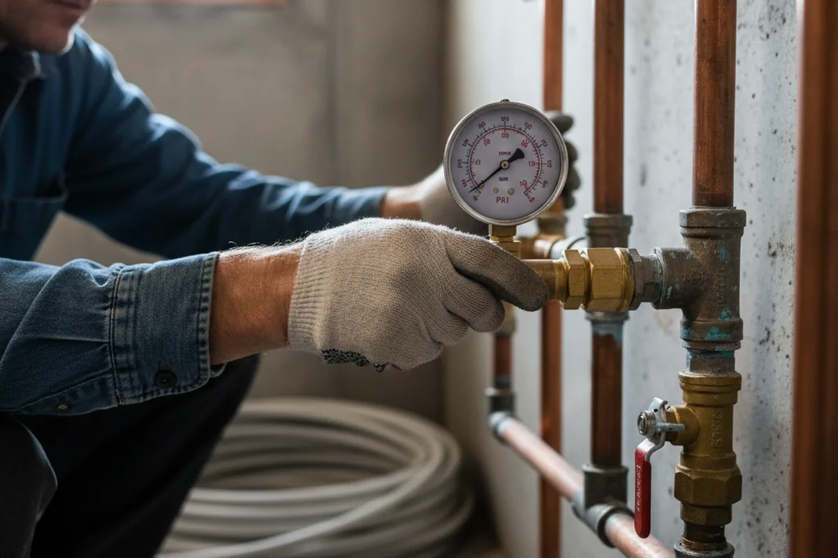 Pressure testing a repaired line during Water Line Repair in Gainesville
